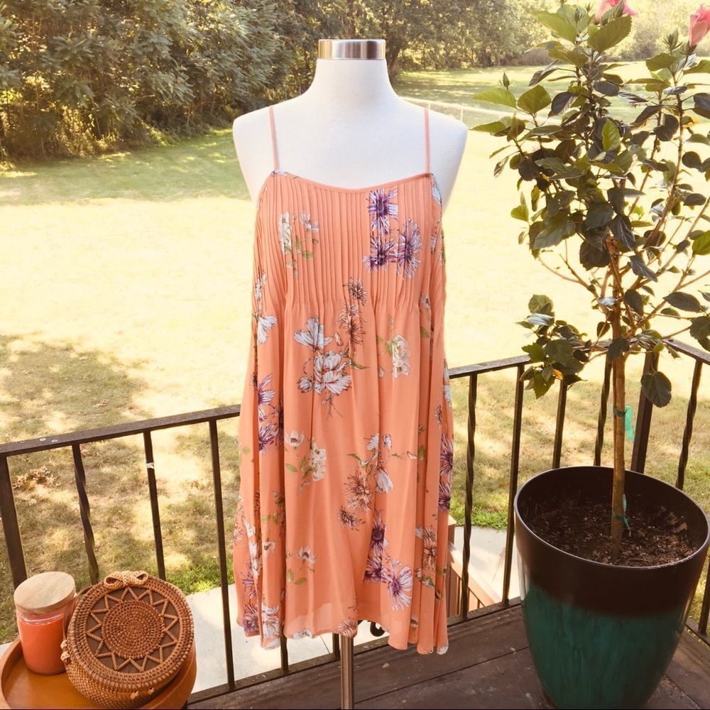 A LovesโA Floral Peach Chiffon Mini Dress NWT Size Small Cottagecore Western